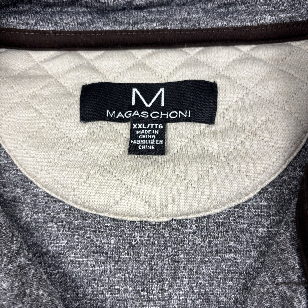 Magaschoni Pullover Mens 2XL Beige Diamond Quilted Half Zip Sweater Pockets - Picture 2 of 14